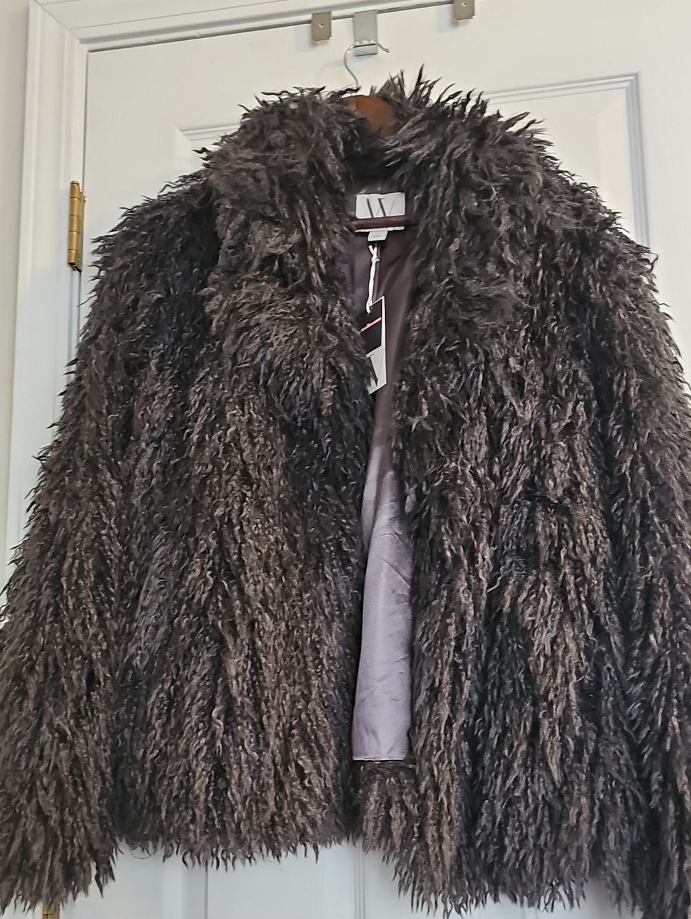 Worthington Faux Fur Shag Jacket - Charcoal